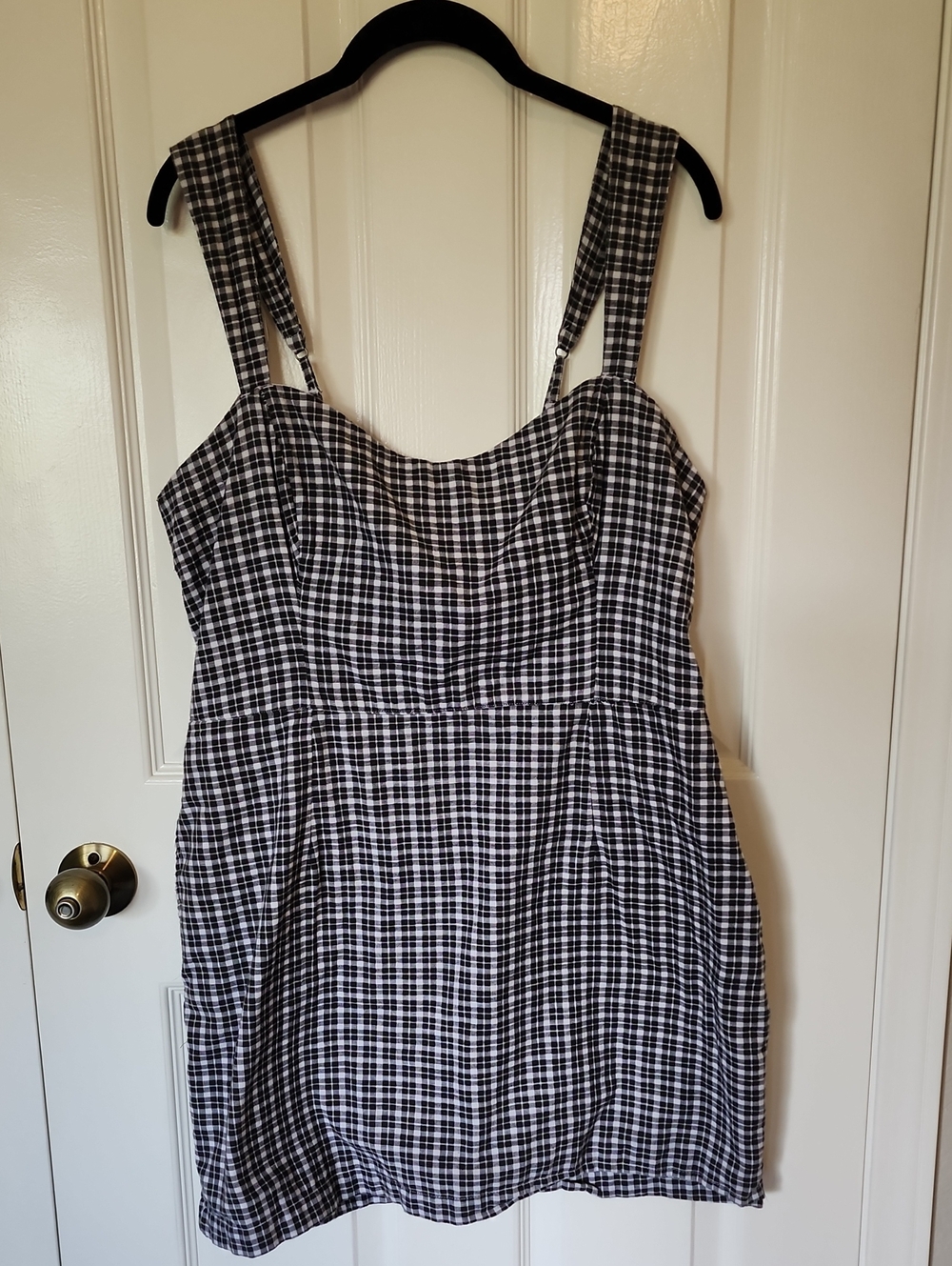 Abercrombie & Fitch Black & White Gingham Strappy Women's Linen Sheath Dress